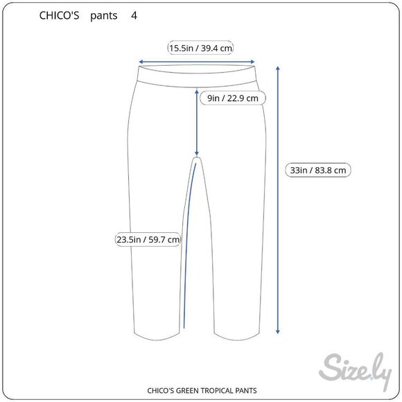 CHICOS LADIES GREEN COLORFUL TROPICAL HAWAIIAN BEACH MID RISE PANTS SIZE 4 - Picture 9 of 10